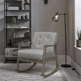 thumbnail image 2 of Lexicon Auden Mid-Century Wood & Faux Leather Rocking Chair in Light Gray, 2 of 7
