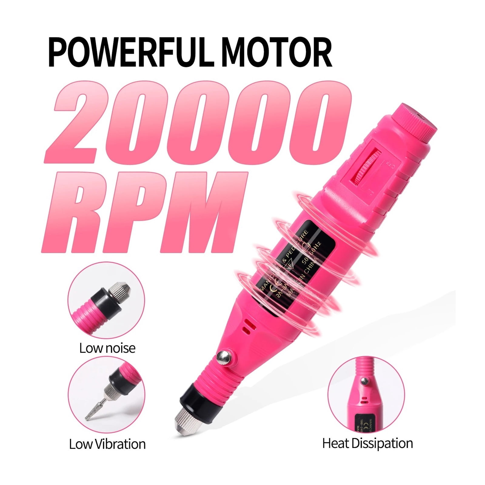 Acrylic Nail Drill Kit Electric Nail File 20000 RPM Portable Electric Nail Drill Bits Gel Remover Nail Tools