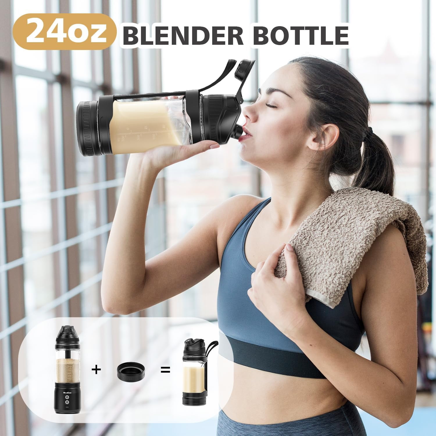 Portable Blender with Insulated Carrying Case & Recipe Book for Shakes and Smoothies, 20 OZ Personal Juicer Electric Protein Shaker Bottle, Mini Small Blender Cup with USB-C Rechargeable, Travel Lid