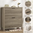 thumbnail image 2 of Shoe Cabinet Storage for Entryway, Fluted Shoe Cabinet with 2 Flip Drawers, Hidden Shoe Rack Tall Freestanding Shoe Organizer with Legs for Hallway, Gray, 2 of 8