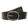 thumbnail image 1 of 1 1/2" Snap On Tiny Multiple Turquoise Rivet Circle Studded Leather Jean Belt, 1 of 3