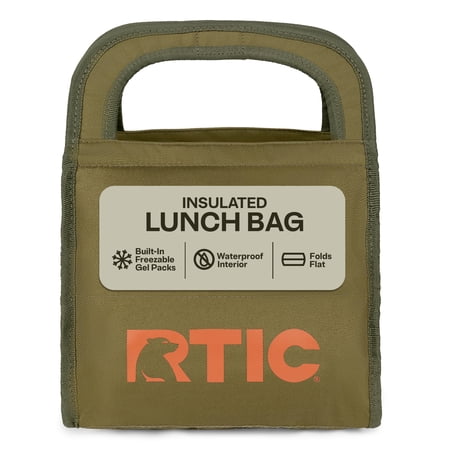 RTIC Insulated Lunch Bag, Soft-Sided Freezable & Collapsible Cooler, Olive
