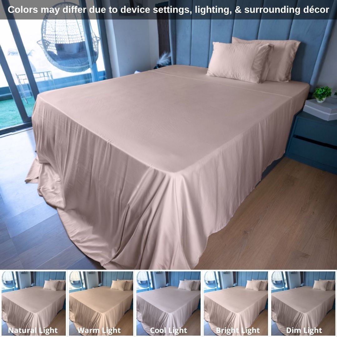 Home Prides King Bamboo Sheets Set - 100% Bamboo Viscose, Silky Soft Cooling & Breathable Bamboo Bed Sheets, 4-Piece, 15” deep Pocket, Oeko-Tex Certified, Cocoa Blush