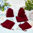 thumbnail image 4 of 25Pcs 9x7cm Jewelry Pouches Dark Red Burgundy Red Soft Velvet Cloth Gift Bags with Drawstring Jewelry Pouches (3.5x2.8Inch), 4 of 9