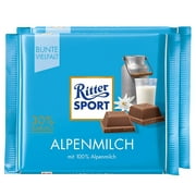 Ritter Sport Alpine Milk Chocolate Bar Candy Original German Chocolate 100g/3.52oz (Pack of 2)