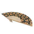 thumbnail image 3 of 1pc Hand Fan Flower Design Sunflower Helianthus Annuus Foldable 23cm 9inch with Bamboo Rib and Cotton Pouch, 3 of 5