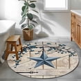 thumbnail image 3 of Round Area Rugs Collection 4 Ft, Texas Star Vintage Non-Slip Residential Carpet, Retro Navy Blue Berry Wooden Indoor Crawling Mats Runner Rugs for Living Room/Dining Room/Bedroom, 3 of 8