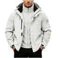 thumbnail image 3 of Sevevn Men 3 In 1 Rain Jacket Detachable Hood Regular Fit Waterproof Shell Fleece Liner Fabric Zip Snap Placket Chest Zip Pocket Arm Patch Cuffs For Hiking Wear, 3 of 8