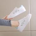 thumbnail image 3 of Zapatos blancos bordados de primavera y verano, zapatillas planas, zapatos casuales de estilo universitario para mujer, mocasines con cordones, 3 of 6