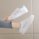thumbnail image 3 of Zapatos blancos bordados de primavera y verano, zapatillas planas, zapatos casuales de estilo universitario para mujer, mocasines con cordones, 3 of 6
