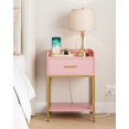 thumbnail image 6 of Nightstand with Charging Station,Bedside Table with Drawer and 2 Shelf Storage, Small Side Table, Modern Pink Night Stand, Tall End Table for Bedroom, Living Room (Pink), 6 of 18