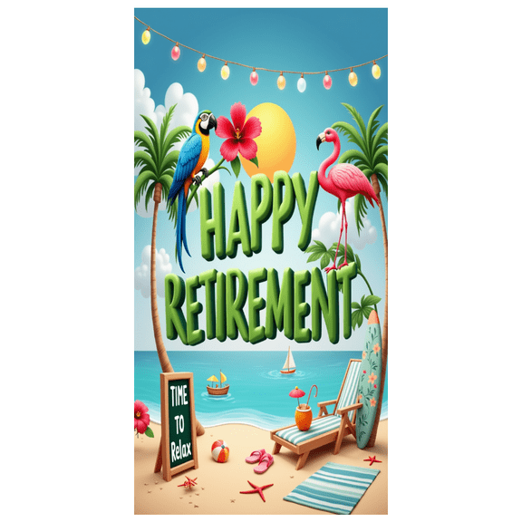 Colorful Theme Retirement Banner Tropical Design Outdoor Celebration for Retirement Party Beach Decoration Outdoor Event
