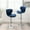 Blue, variant on Blue Upholstered Barstools Set of 2 with Wavy Silhouette for Chic Cocktail Bars