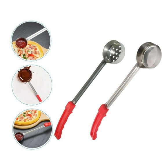 HXRH Portion Control Serving Spoons,Red Reusable Serving Utensils for Home,2oz Portable Food Measuring Utensils,Include 1pc Slotted and 1pc Unslotted