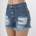 thumbnail image 6 of Durtebeua Mid Waisted Womens Denim Shorts Pockets Shorts Mid Rise Blue XL, 6 of 6