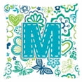 thumbnail image 6 of Letter Flowers and Butterflies Teal Blue Fabric Decorative Pillow, 6 of 7