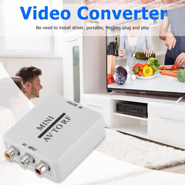 Adaptador de video portátil RCA AV CVSB a RF HD RF 67.25MHz 61.25MHz Mini convertidor FLhrweasw Nuevo