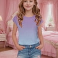 thumbnail image 2 of ZACPNCV Girls Tie Dye Ruffle Sleeve Shirt Kids Summer Crewneck Tops Casual Tees Purple 9-10 Years, 2 of 7