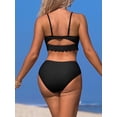 thumbnail image 5 of Sociala Scallop Trim Bikini Sets for Womens V Neck Two Piece Swimsuit with Ruched Bottoms, 5 of 5