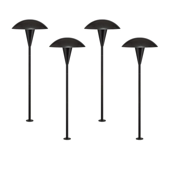John Timberland Large Mushroom 18" High Mid Century Modern Outdoor Landscape Path Lights Porch House Set of 4 LED Bulb Black Metal