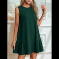 thumbnail image 4 of Vestido Tipo Chaleco Sin Mangas con Cuello Redondo en Color Liso, Verde Oscuro, Talla M, 4 of 6