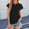 thumbnail image 6 of Olyvenn Womens Tops Oversized Business Casual Shirts Loose Fit Short Sleeve Tshirts Summer Clothes Fashion Trendy Outfit Black L, 6 of 8