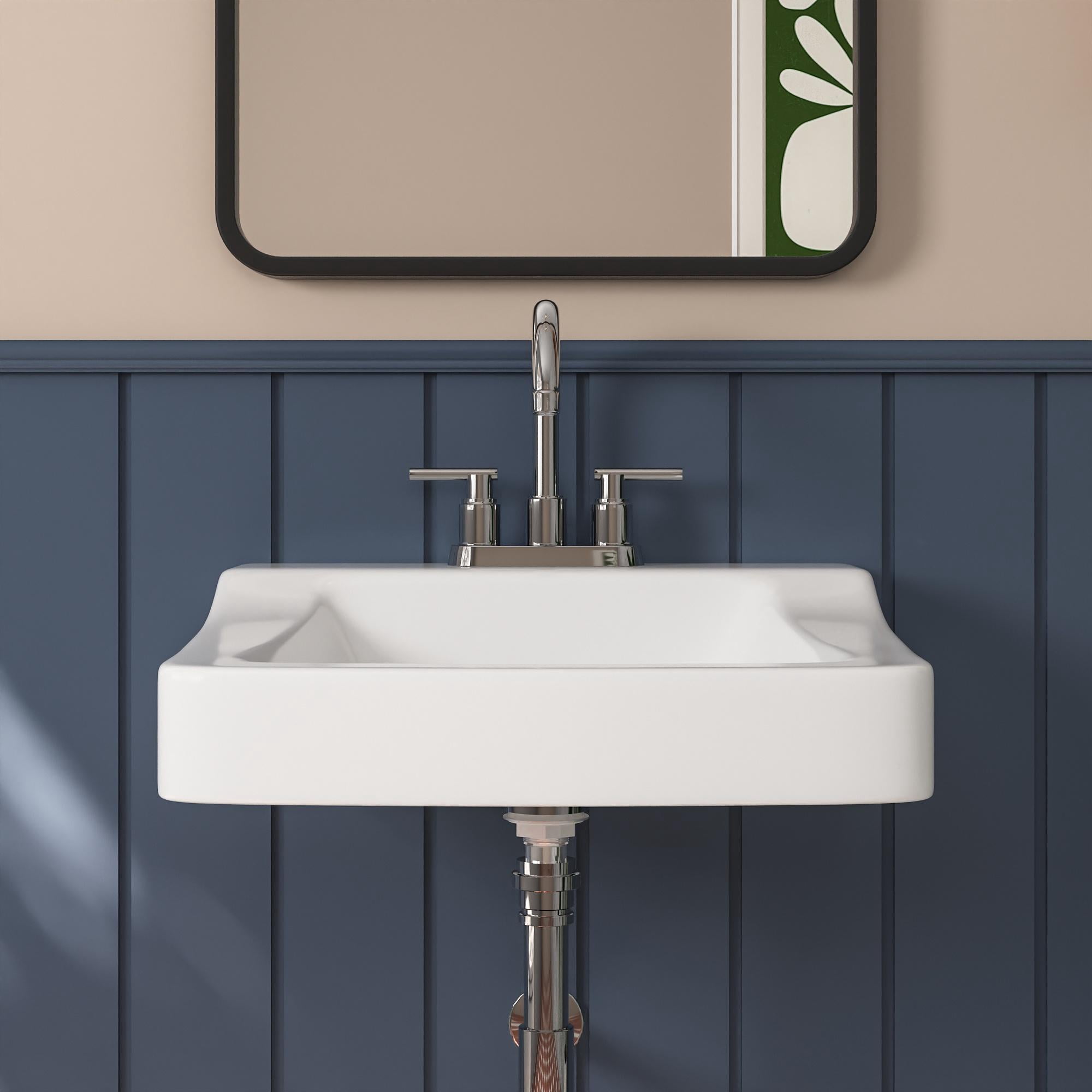 DeerValley DV-1WS0129 19" x 17.3" White Rectangular Vitreous China Wall Mount Bathroom Sink with Faucet Hole