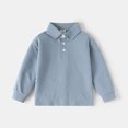 thumbnail image 2 of WUANDIXFA Toddler Kids Boys Girls Shirts Fashion Solid Color Round Neck Long Sleeve Top Fashion Toddler Shirts Boys,Blue,1-2 Years, 2 of 9