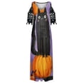 thumbnail image 4 of Vestidos Para Mujer Maxi Vestido Moda Verano Estampado Casual Cuello Pico Encaje Cosplay Manga Corta Vestido Largo Odeerbi ODB148368, 4 of 5