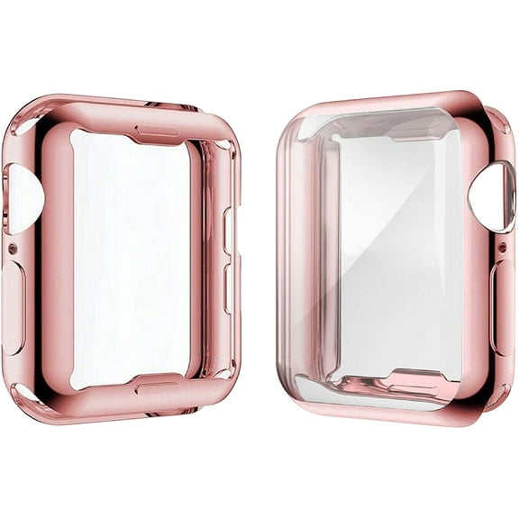 Full Body Screen Protector Bumper Compatible with Apple Watch 44mm Cover for Smartwatch Overall Protective Case TPU HD Ultra-Thin Cover for iWatch Series SE/6/5/4 (Pink)