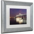 thumbnail image 2 of Trademark Fine Art "Newport Bridge Dusk" Canvas Art by Michael Blanchette Photography White Matte, Silver Frame, 2 of 4