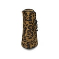 thumbnail image 6 of BLISSFUL STEP Women Bow Pointed Toe Stiletto Heel Ankle Boots Leopard 7, 6 of 8