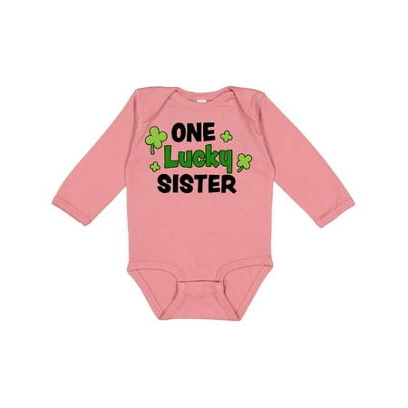 

Inktastic One Lucky Sister with Shamrocks Gift Baby Girl Long Sleeve Bodysuit