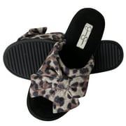 Jessica Simpson Womens Plush Open Toe Slide On House Slipper with Bow
