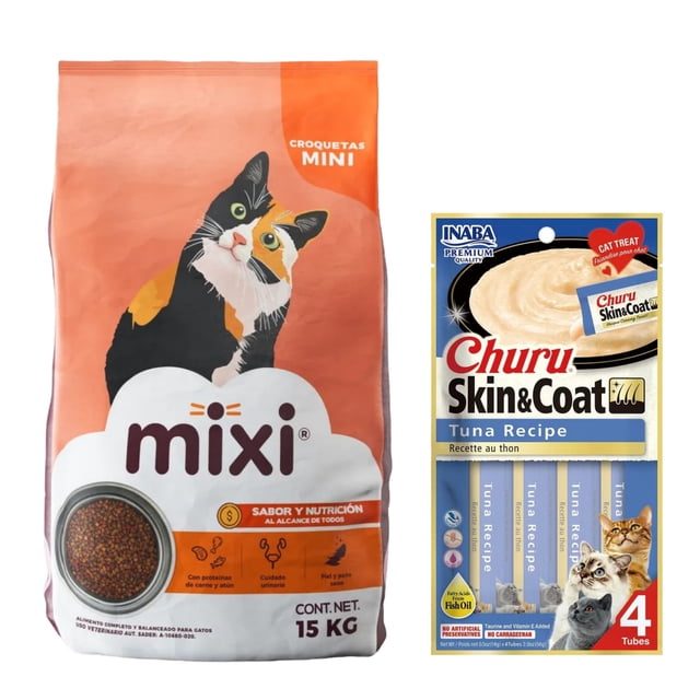 Mixi 15 Kg + Churu Skin & Coat Atún Snack 4 tubos de 14g