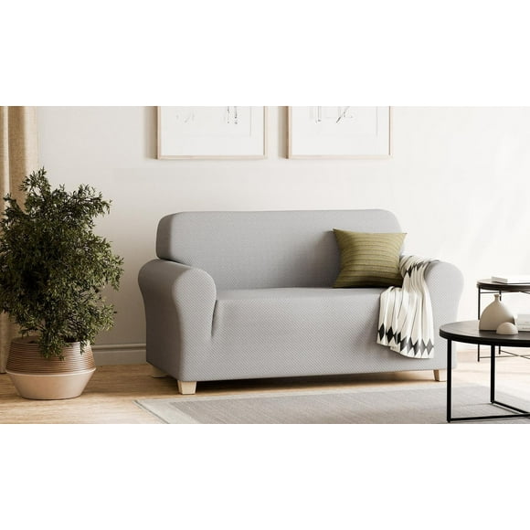 Pixel Soft Stretch Loveseat Slipcover, Furniture Cover Made of 20% Recycled Fabric, Machine Washable