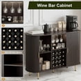 thumbnail image 3 of Aisword 55" Wine Bar Cabinet with Storage, Fluted Liquor Coffee Bar Cabinet with LED Lights, Buffet Sideboard, Brown, 3 of 7