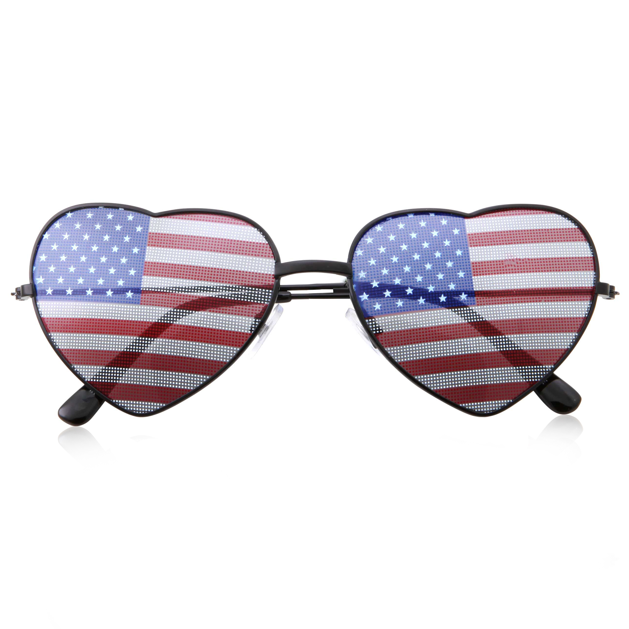 grinderPUNCH Women's Heart Shaped American Flag Cute Sunglasses US Shades - image 1 of 5