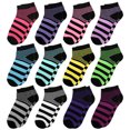 thumbnail image 2 of 12 Pairs Women's Ankle Socks Assorted Colors Size 9-11 Striped #2, 2 of 2