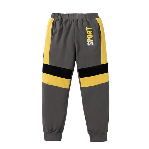 Kids Boys Clothes Little Boys Pants Elastic Waistband 8-9 Years Boys Fall Winter Pants Yellow