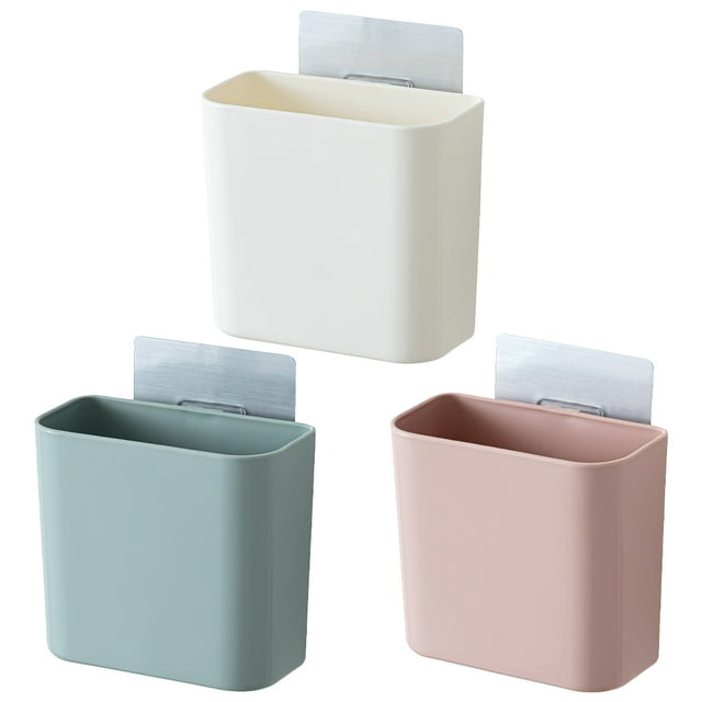 3pcs Adhesive Wall Mounted Storage Organizer Box for Bathroom Pantry Kitchen Self-draining Storage Box