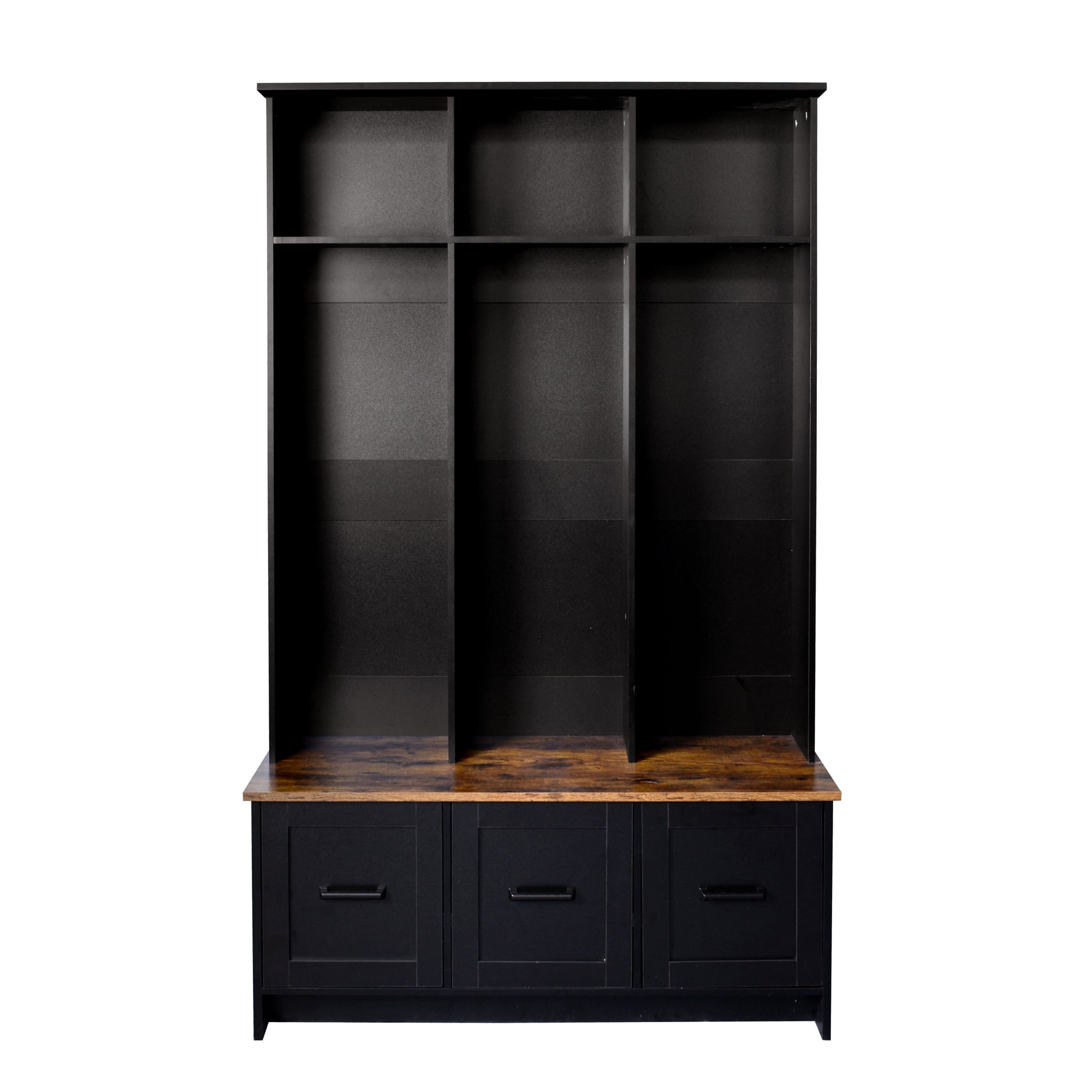 Euroco 40.2'' Wide Hall Tree with Storage Bench,Modern Hall Tree with Entryway Bench, 3 Shelves and Drawers