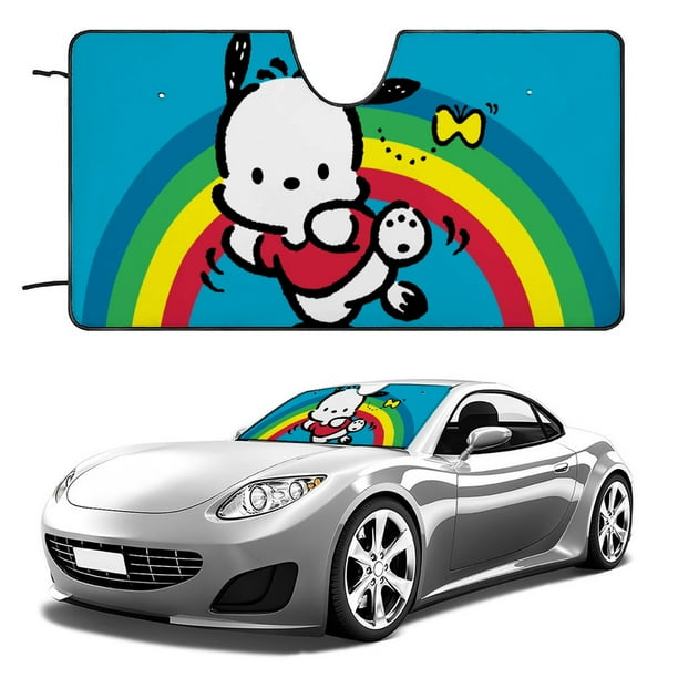 Pochacco Parasol para Parabrisas Delantero Protector Plegable, Visera Solar para Auto Bloquea Rayos UV Mantiene tu Vehículo Fresco 130cm*70cm