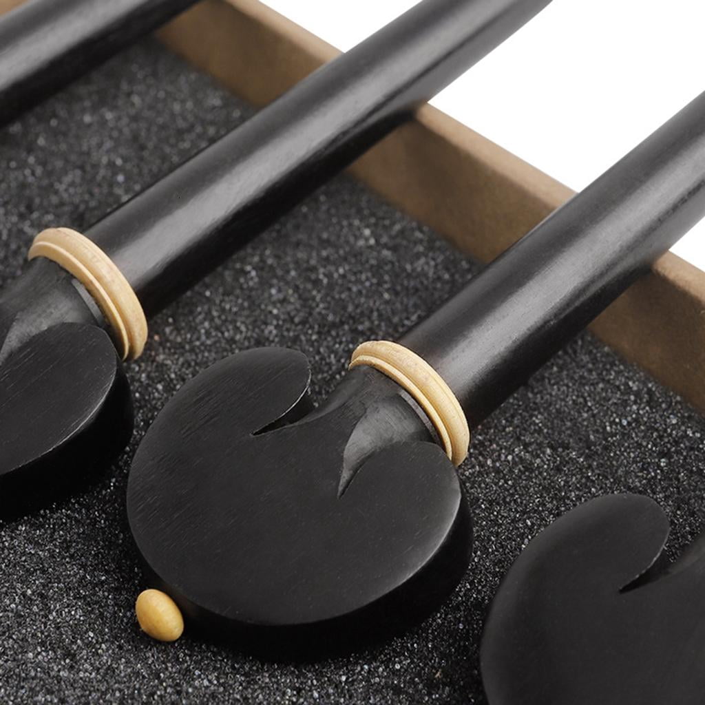 Yihuala 4 Pcs Ebony Wood Cello Tuning Peg Tuner Cello Pegs Cello Shaft Handle Musical Intruments Parts & Accessories