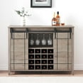 thumbnail image 4 of Cherish 47" Farmhouse Coffee Bar Cabinet – Wine Bar Sideboard with 16 Glass Rack, Storage Shelves & Sliding Barn Door, Buffet Cabinet for Kitchen & Dining Room, 4 of 7