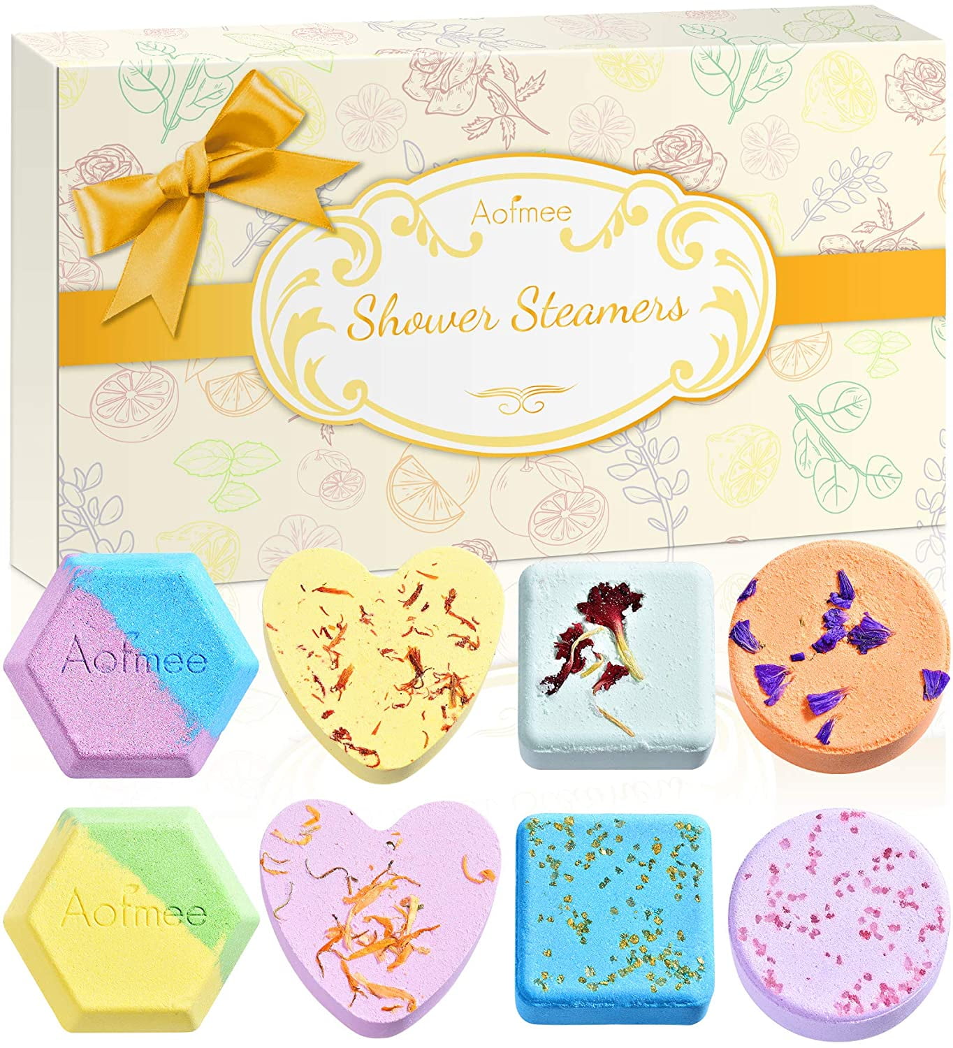 Aofmee Shower Bombs 8 Pcs Set Shower Steamer Aromatherapy with Essential Oil for Women