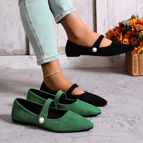 Miluxas Women's Fashion Casual Spring Summer Style Solid Color Shallow Mouth Outdoor Wear Loafers Flat Bottom Moccasins Shoes Green 9(42)