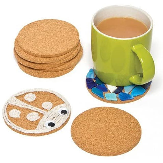 Posavasos redondo de corcho, macetas, sartenes y plantas, 19 cm de diámetro x 1 cm de grosor, juego de 3 posavasos Vhermosa 2034044