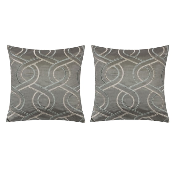 Retta Gray Geometric Polyester 20 in. x 20 in. Throw Pillow (Set of 2)