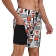 thumbnail image 2 of Kdxio Modern Life Print Men's Swim Trunks with Compression Liner 7 Inch Inseam Quick Dry Swim Shorts, 2 of 7